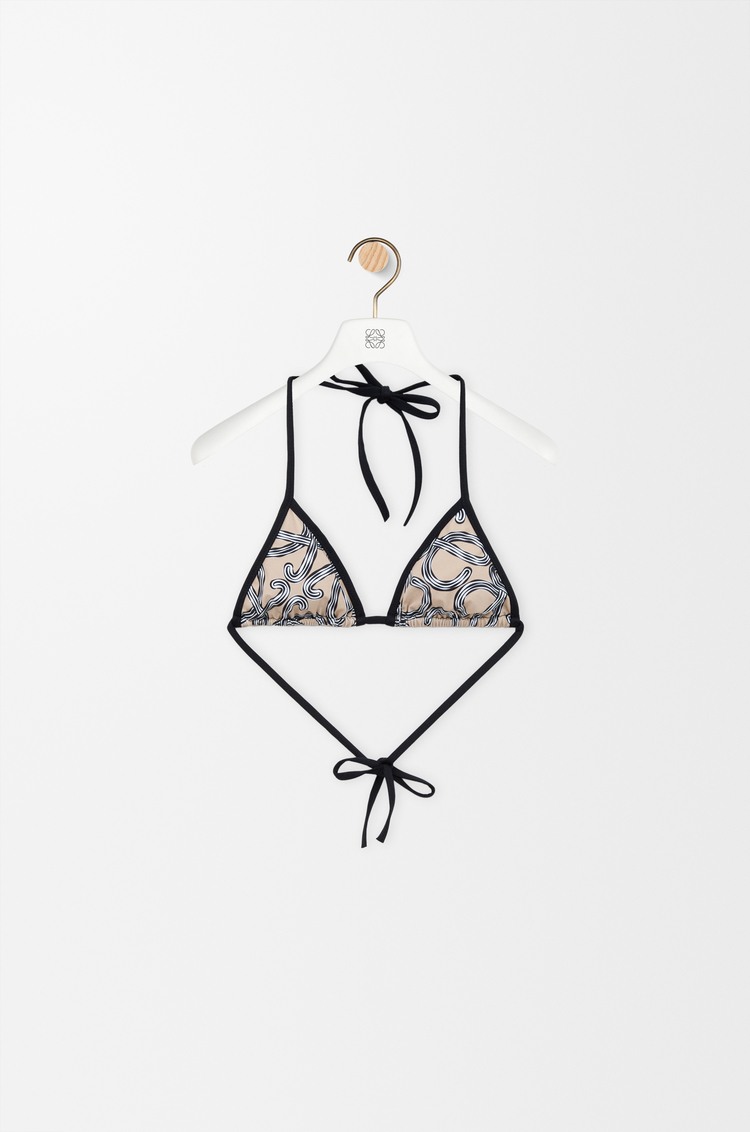 LOEWE Top de bikini en tejido técnico Beige/Negro
