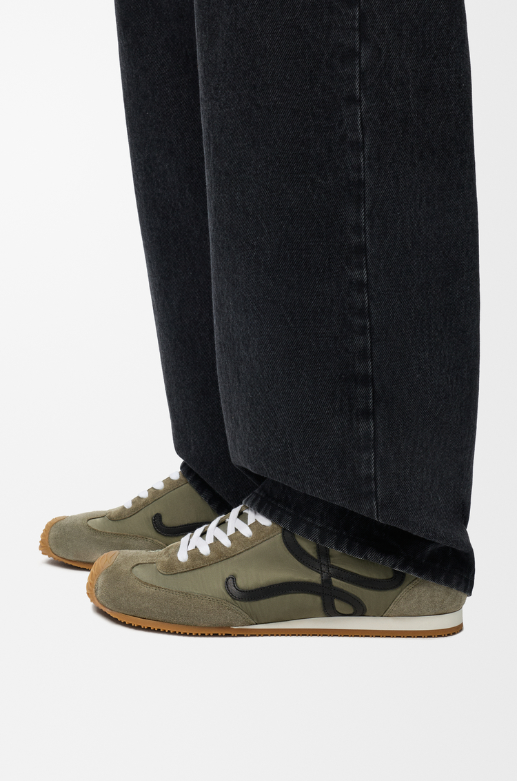 LOEWE Ballet Runner 2.0 in nylon and suede Light Khaki/Black/White