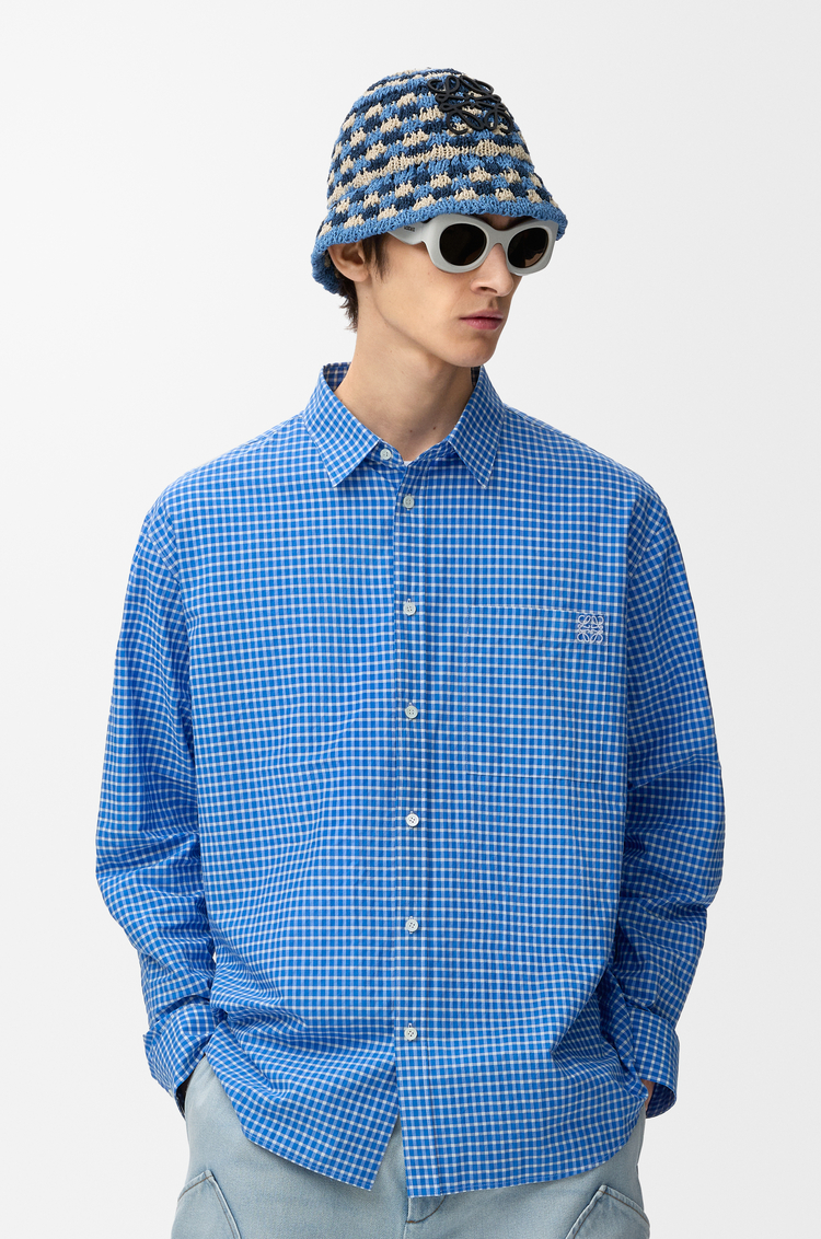 LOEWE Hemd aus Baumwolle Blau/Weiß
