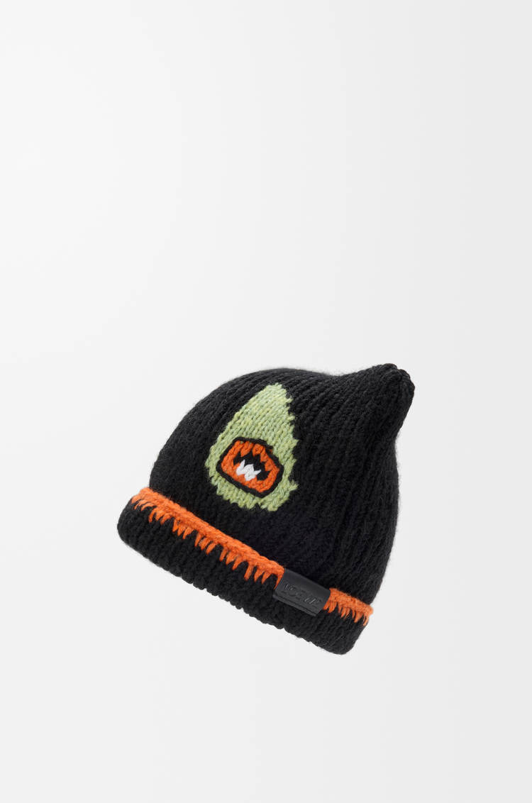 LOEWE Beanie in wool, alpaca and mohair blend Black