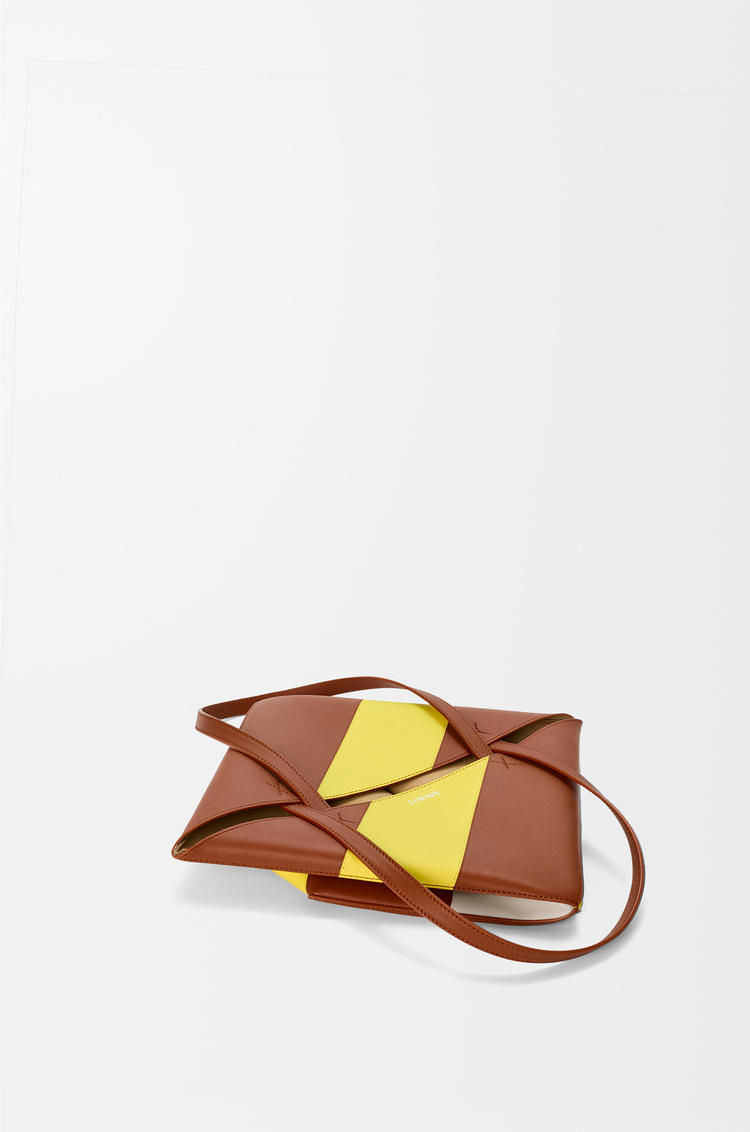 LOEWE 中型經典小牛皮 Puzzle Fold 托特包 松鼠棕