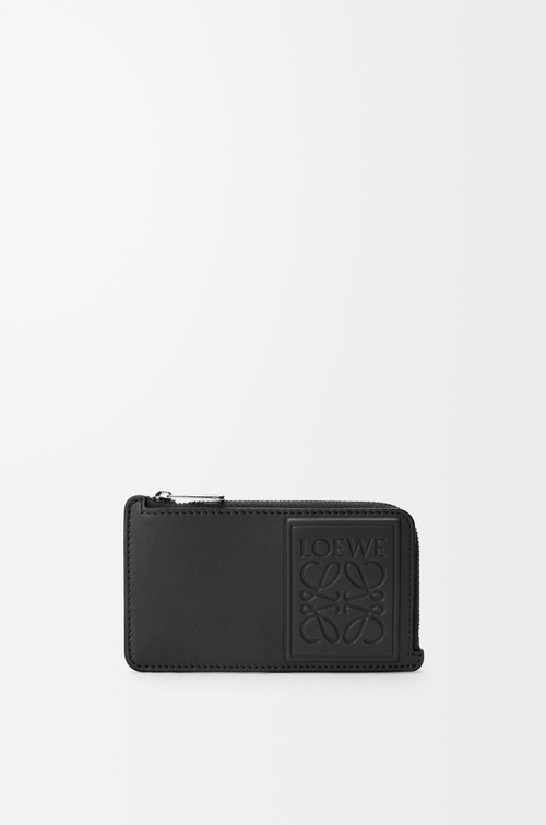 LOEWE Tarjetero-monedero en piel de ternera satinada Negro