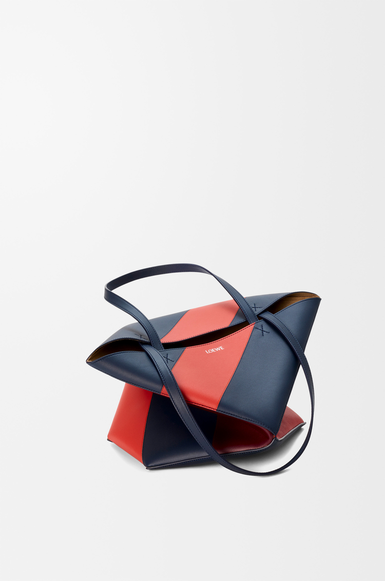 LOEWE 中型經典小牛皮 Puzzle Fold 托特包 深海軍藍