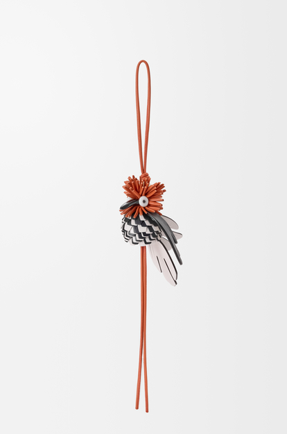 LOEWE Hoopoe bird charm in classic calfskin Orange/Black