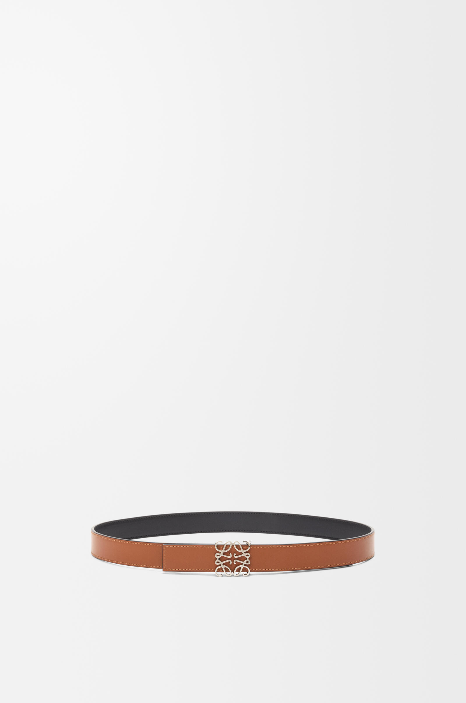 LOEWE Reversible Anagram belt in smooth calfskin Black/Tan/Palladium