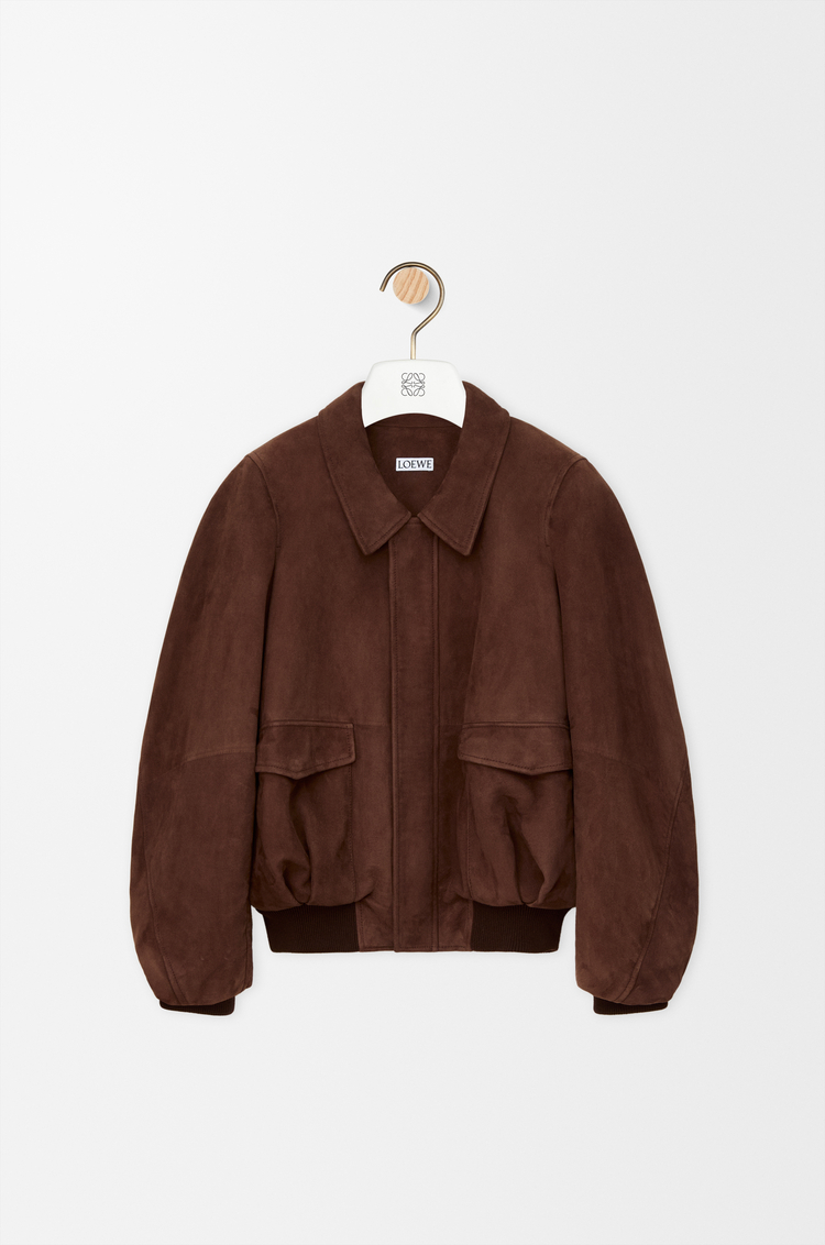 LOEWE Chaqueta bomber en ante de piel de cabra Marrón Oscuro