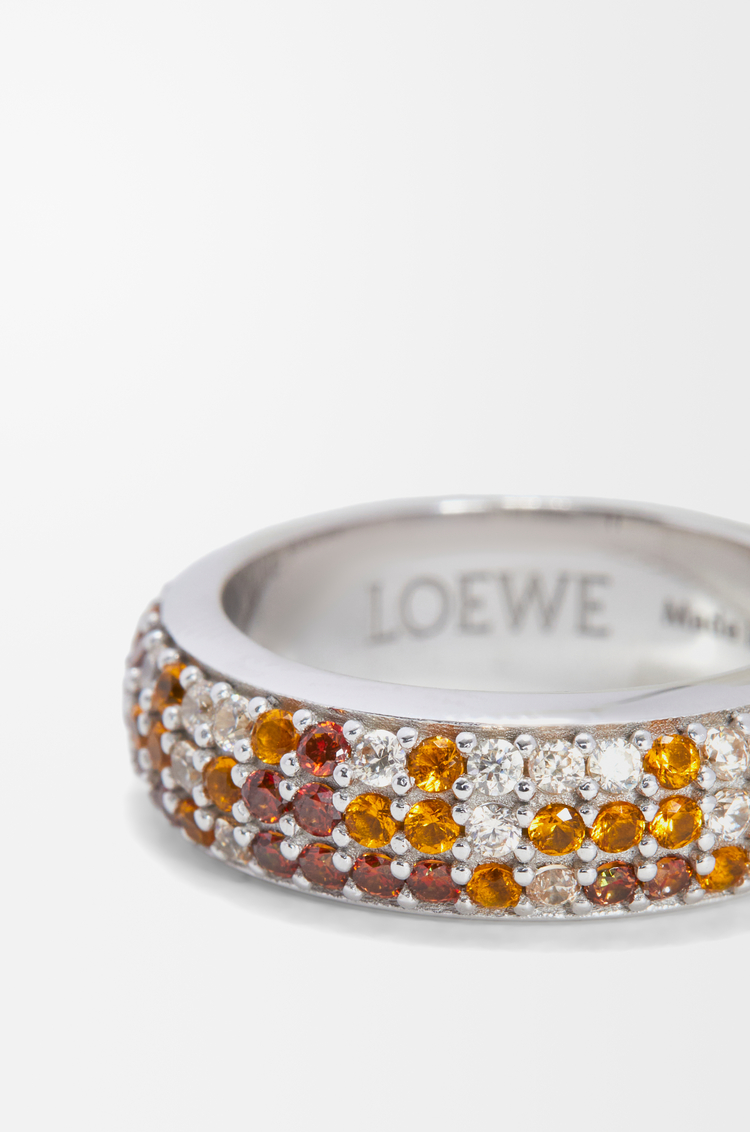 LOEWE Thin Pavé ring in sterling silver and crystals Silver/Brown