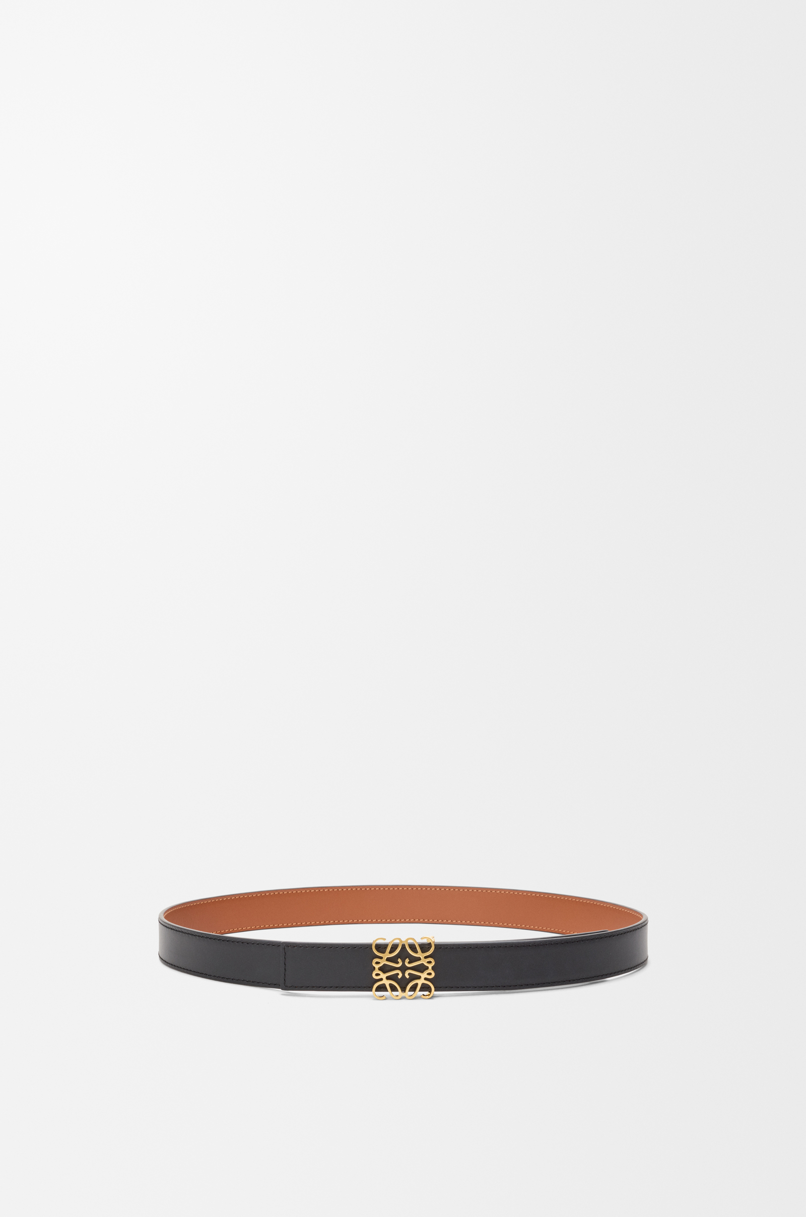LOEWE Reversible Anagram belt in smooth calfskin Tan/Black/Gold