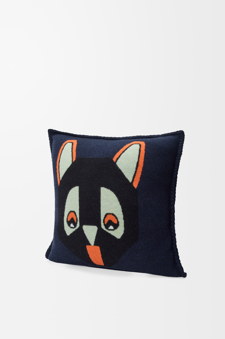 LOEWE Coussin en laine Bleu Marine Foncé