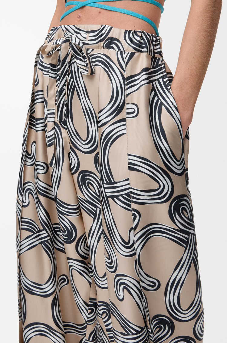 LOEWE Pantalón pixelado en seda Beige/Negro
