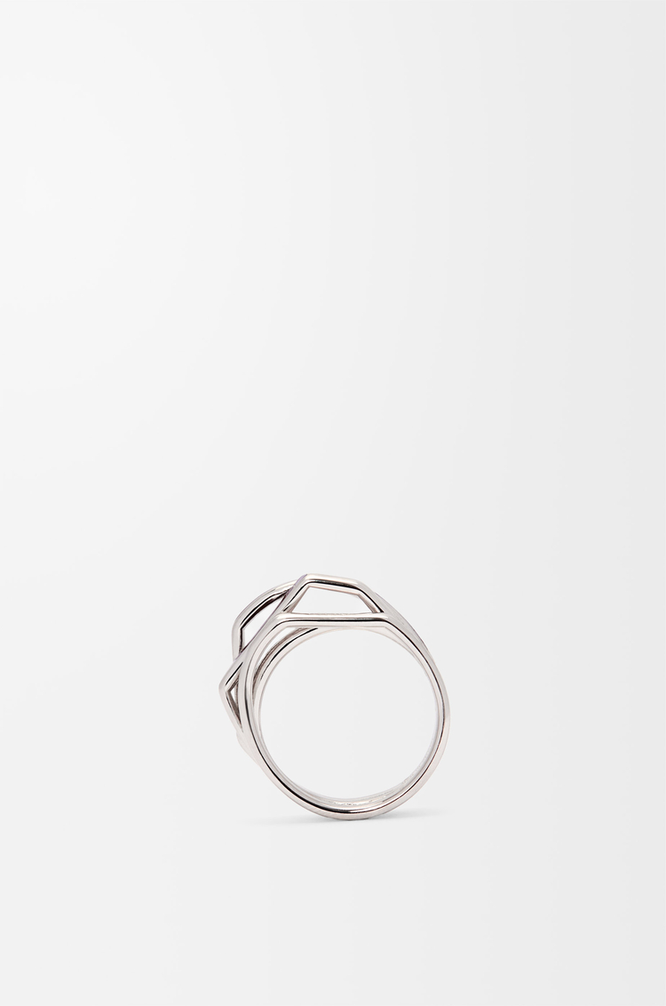 LOEWE Anello multistrato in argento sterling e smalto Argento/Bordeaux