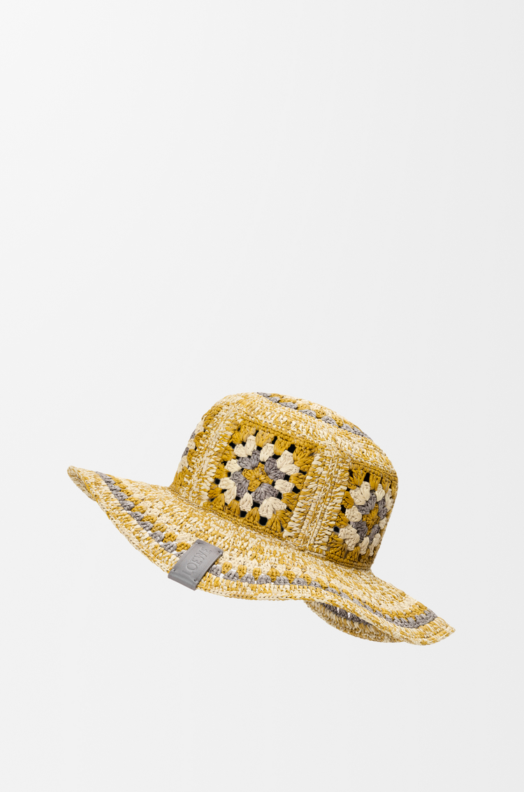 LOEWE Chapeau Fisherman en raphia Gris Perle/Moutarde