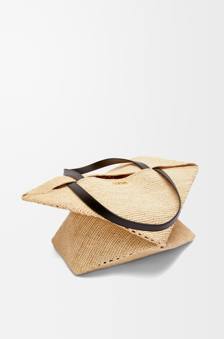 LOEWE Puzzle Fold tote XL en raphia Naturel/Noir