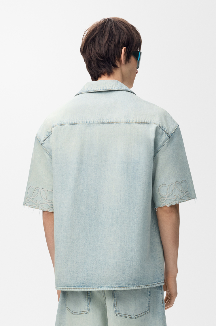 LOEWE Anagram short sleeve shirt in denim Washed Blue