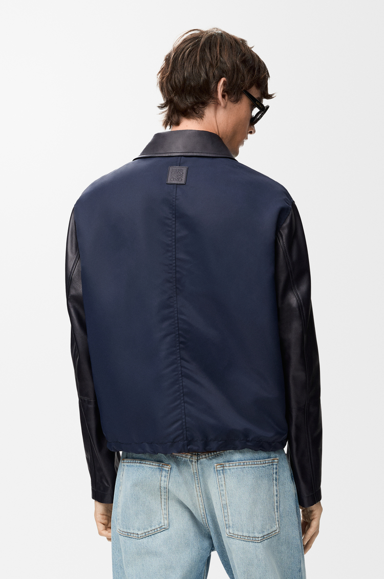 LOEWE Workwear jacket in nappa lambskin and nylon Navy Blue