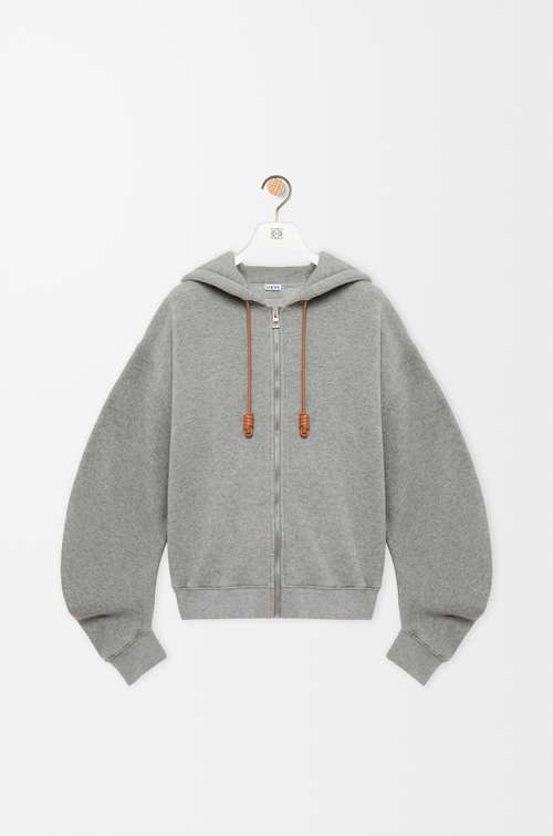 LOEWE Felpa con cappuccio Flamenco in cotone e cashmere Grigio