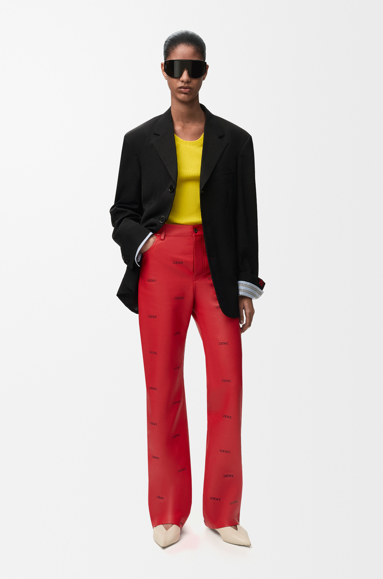 LOEWE Pantalón en piel napa de cordero Rojo