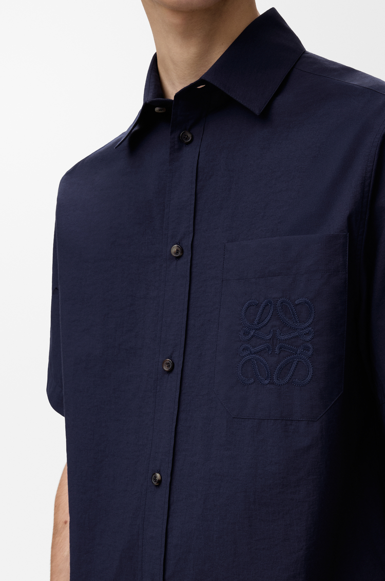 LOEWE Short sleeve shirt in cotton blend Navy Blue