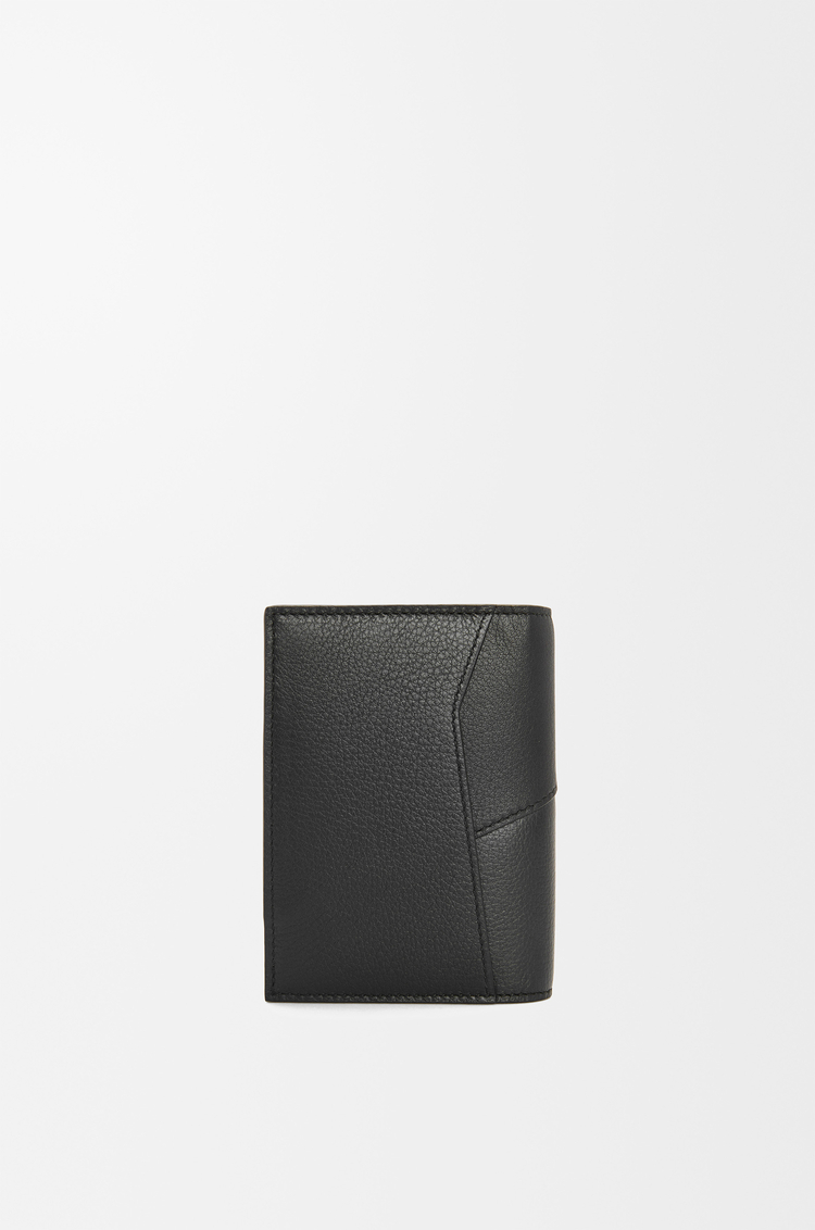 LOEWE Tarjetero con dos pliegues Puzzle en piel de ternera clásica Negro