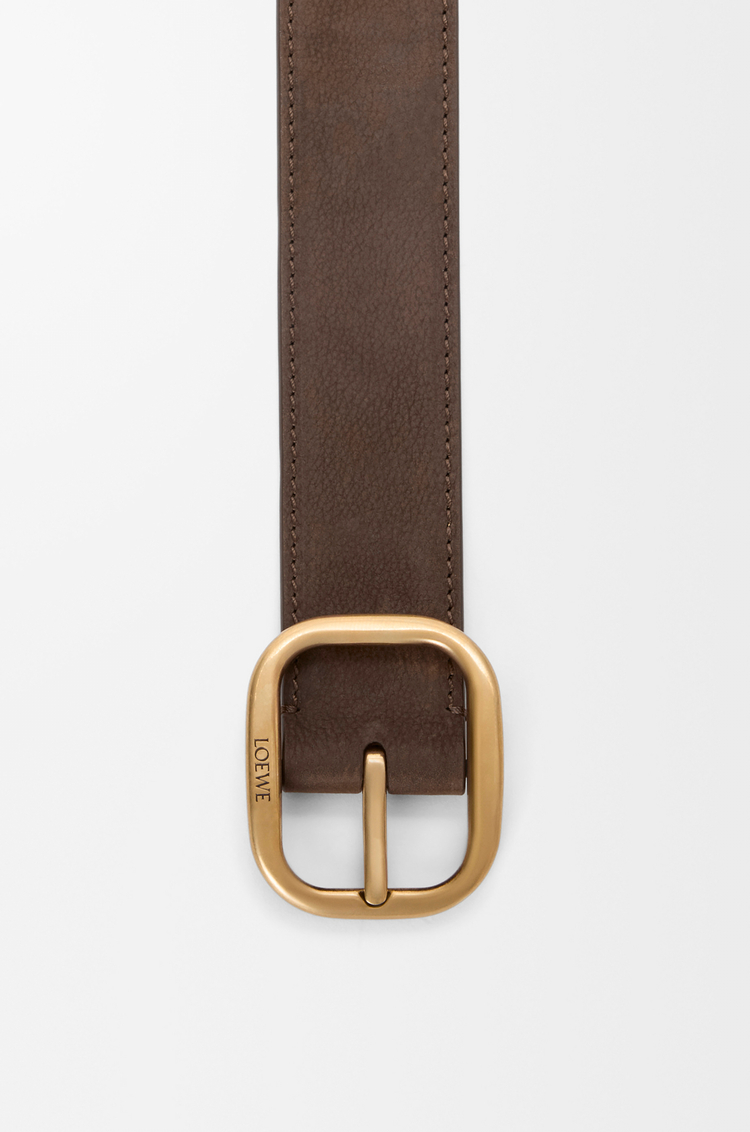 LOEWE Rounded soft belt in nubuck Tundra/Vintage Gold