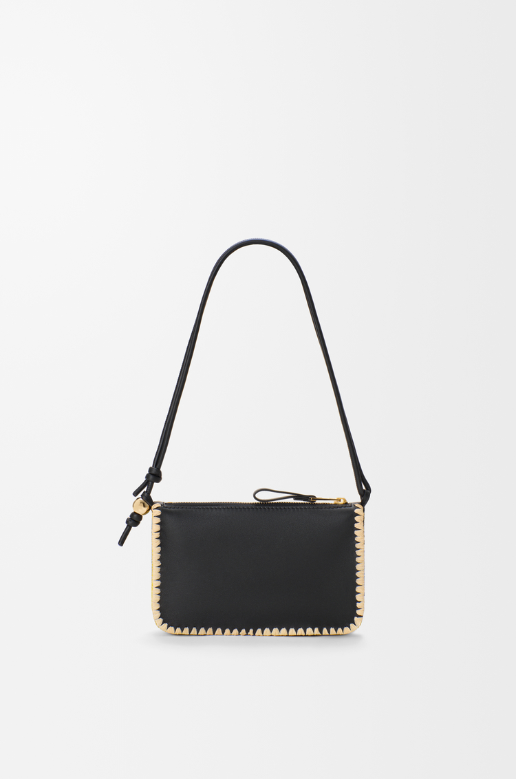 LOEWE Rio pouch in classic calfskin and raffia Black
