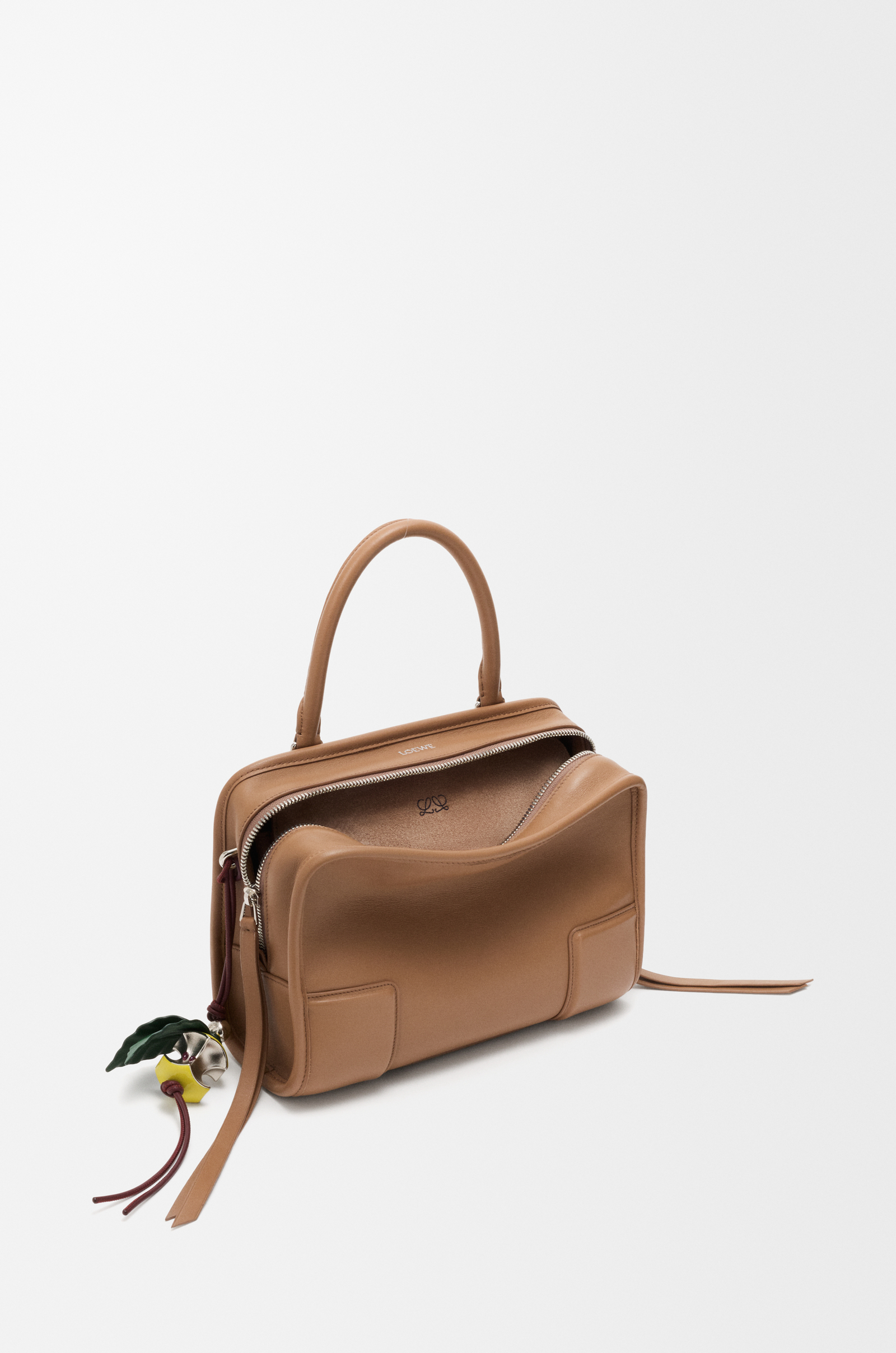 LOEWE Apple charm in brass and calfskin Green/Silver