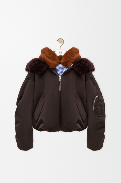 LOEWE Bomber jacket in technical shell Brown