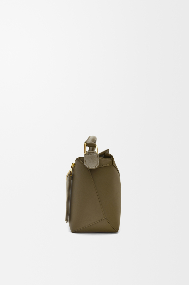 LOEWE Petit sac Puzzle Edge en cuir de veau classique Vert Kaki Foncé