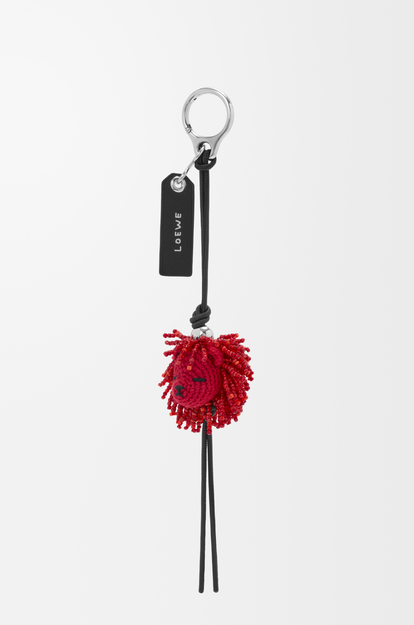 LOEWE Lion head charm in crochet and calfskin Red