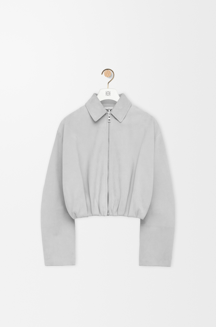 LOEWE Veste drapée en chèvre velours Gris Clair