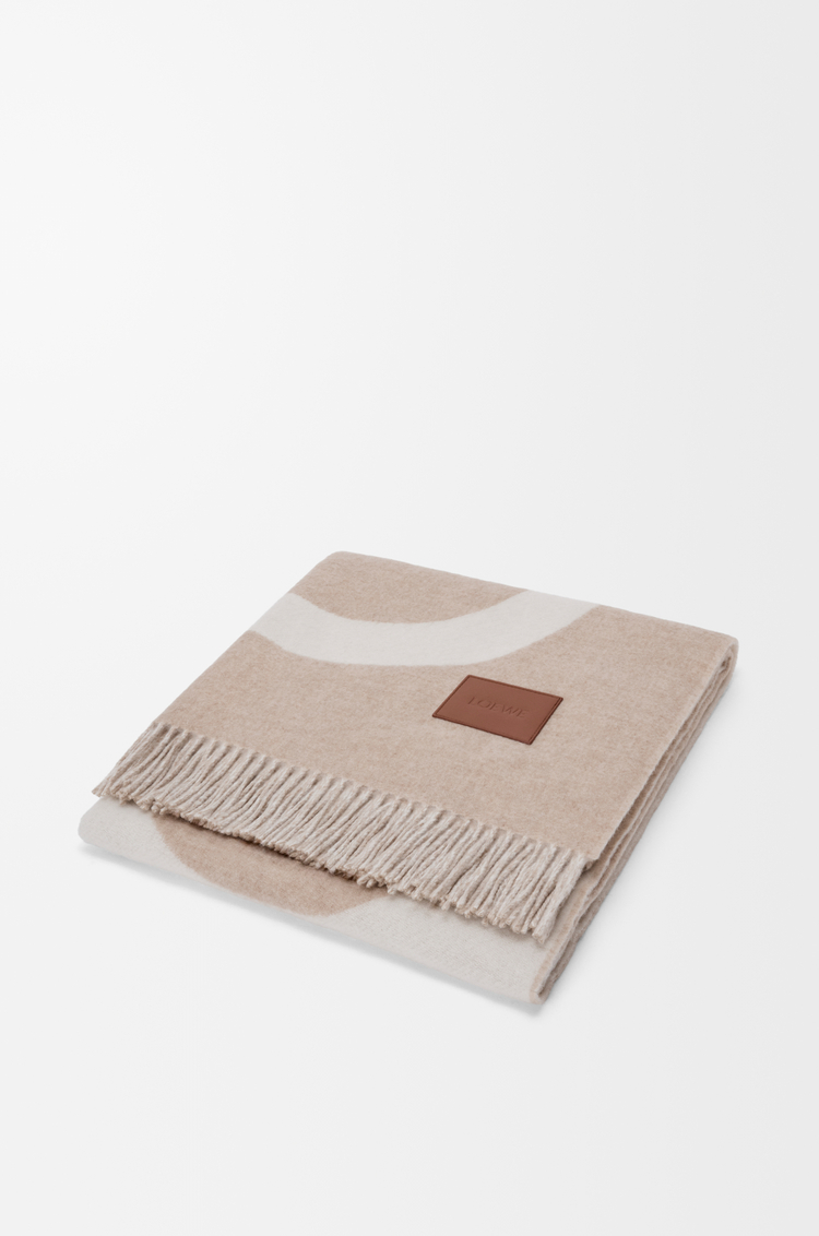 LOEWE Couverture en laine et cachemire Beige/Écru