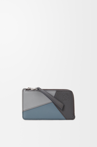LOEWE Puzzle coin cardholder in classic calfskin Asphalt Grey/Storm Blue