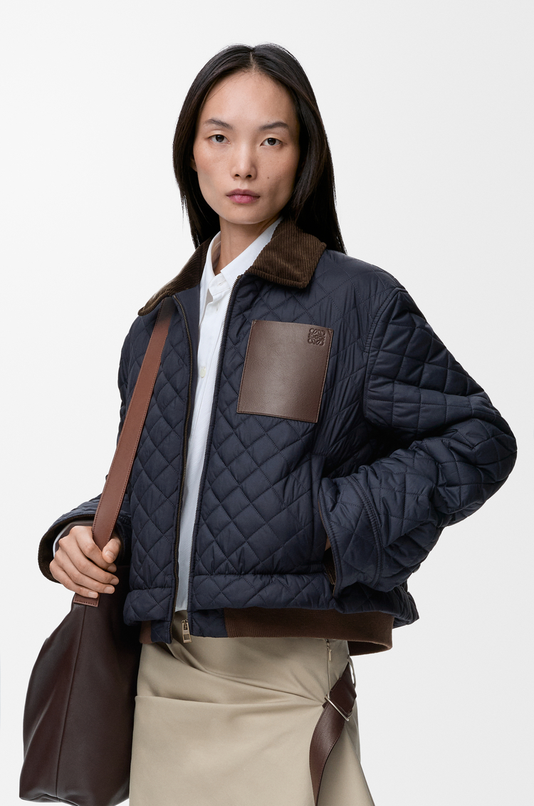LOEWE Veste courte en tissu technique Bleu Marine Foncé