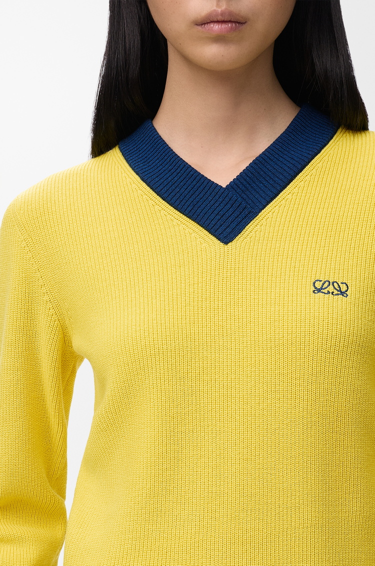 LOEWE Sweater in cotton and wool Yellow/Blue