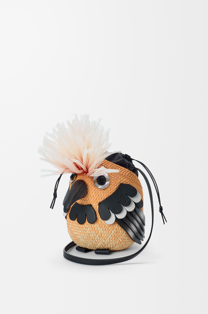 LOEWE Bird bag in iraca palm and calfskin Orange