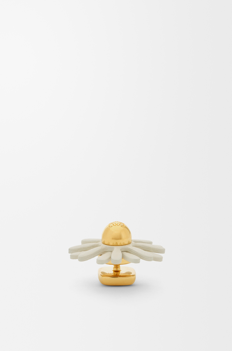 LOEWE 牛皮革花卉别针 白色