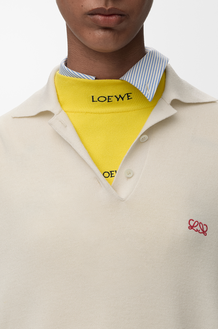 LOEWE Polo sweater in cashmere and silk blend White