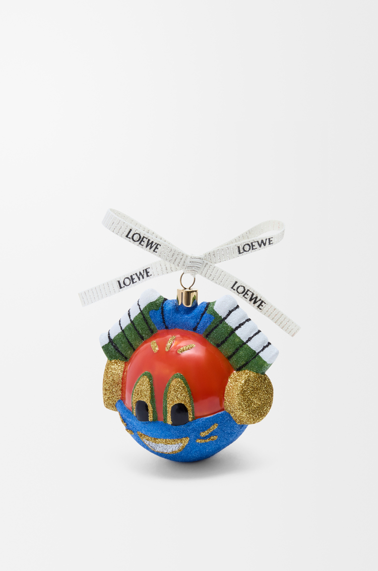 LOEWE Knight Cat bauble in blown glass Red/Blue