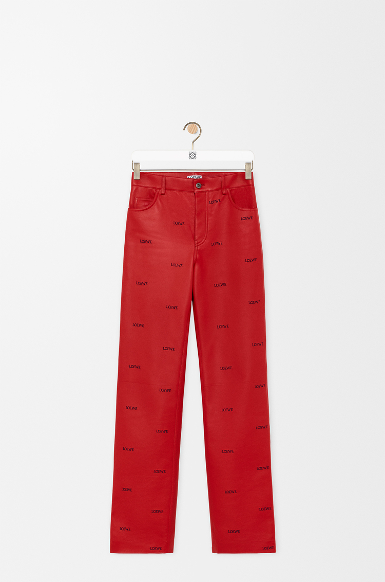 LOEWE Pantalón en piel napa de cordero Rojo