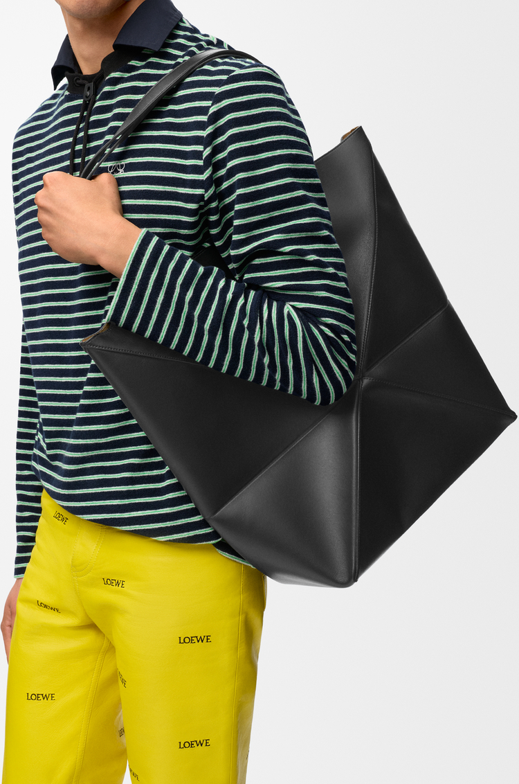 LOEWE Puzzle Fold tote XL en cuir de veau brillant Noir