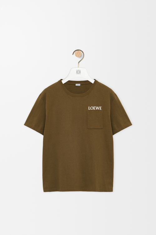 LOEWE T-Shirt mit entspannter Passform aus Baumwolle Khakigrün