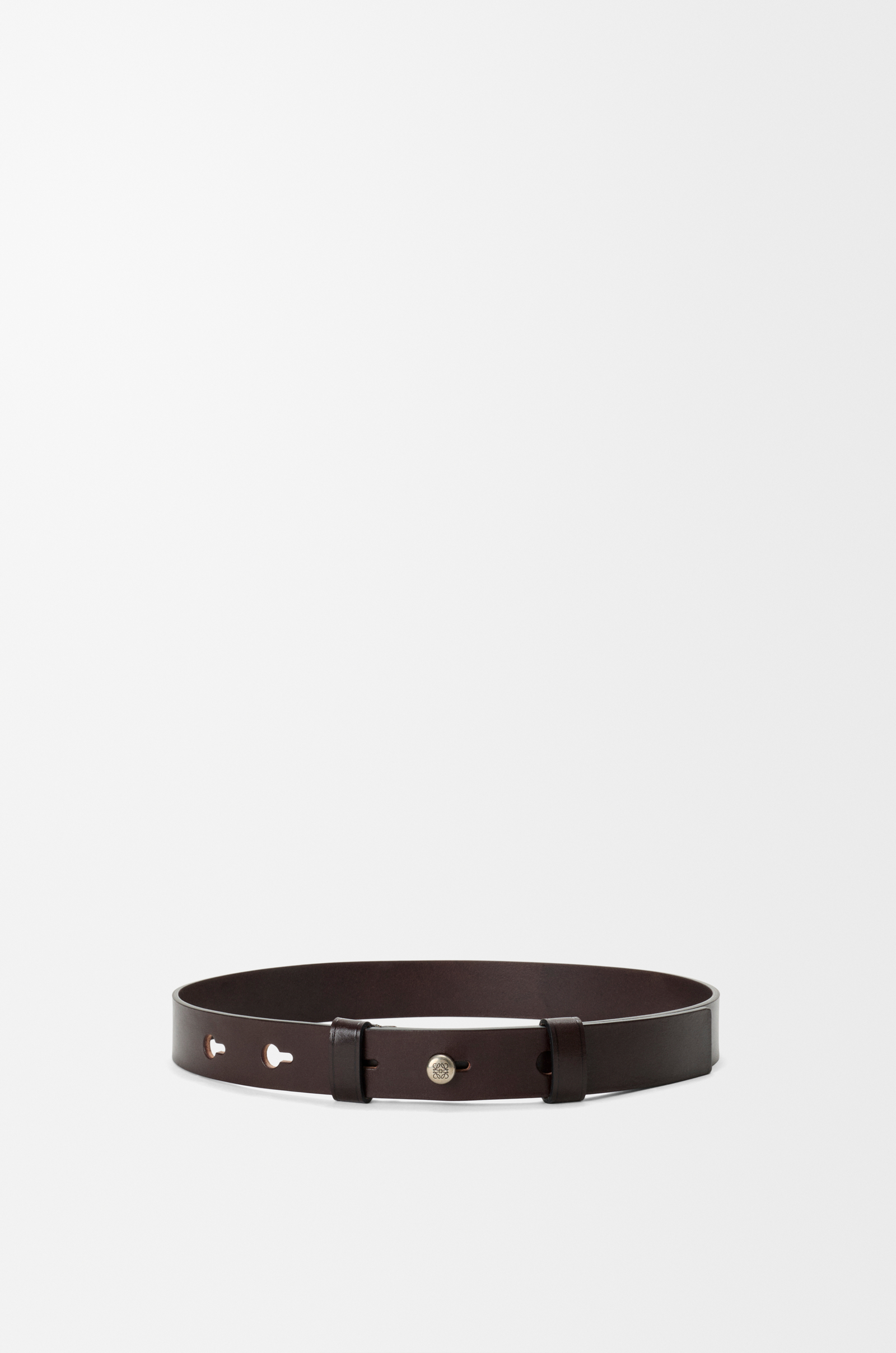 LOEWE Pebble belt in smooth calfskin Dark Cigar/Vintage Palladium