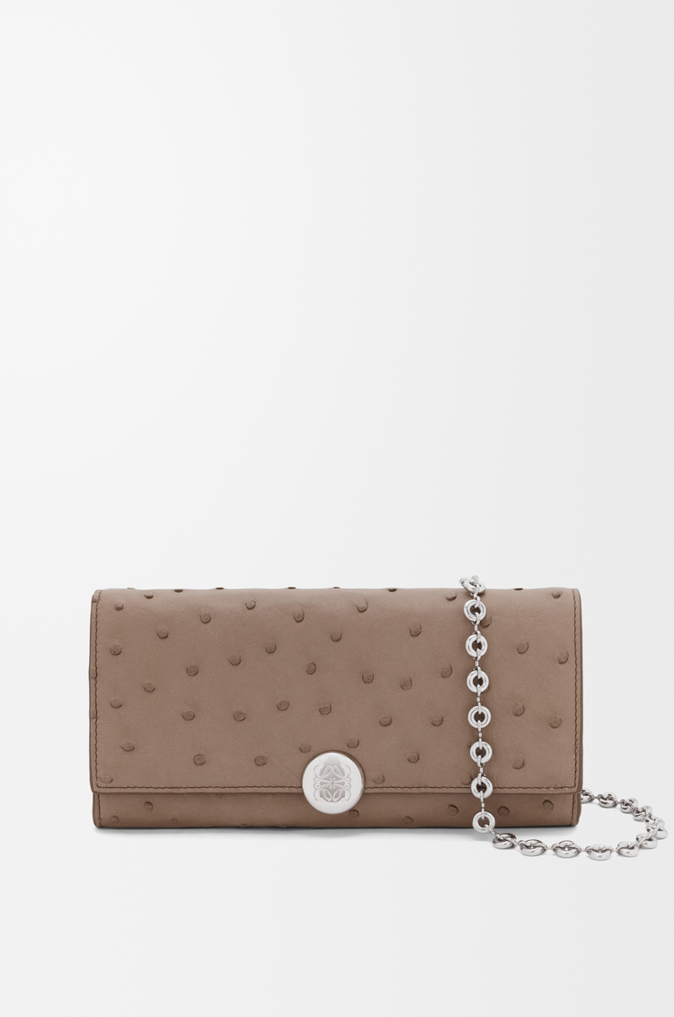 LOEWE Pebble wallet on chain in ostrich Dark Taupe