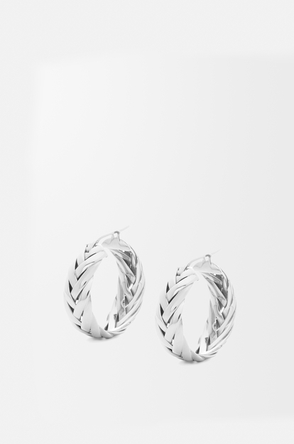 LOEWE Braided hoop earrings in sterling silver Silver