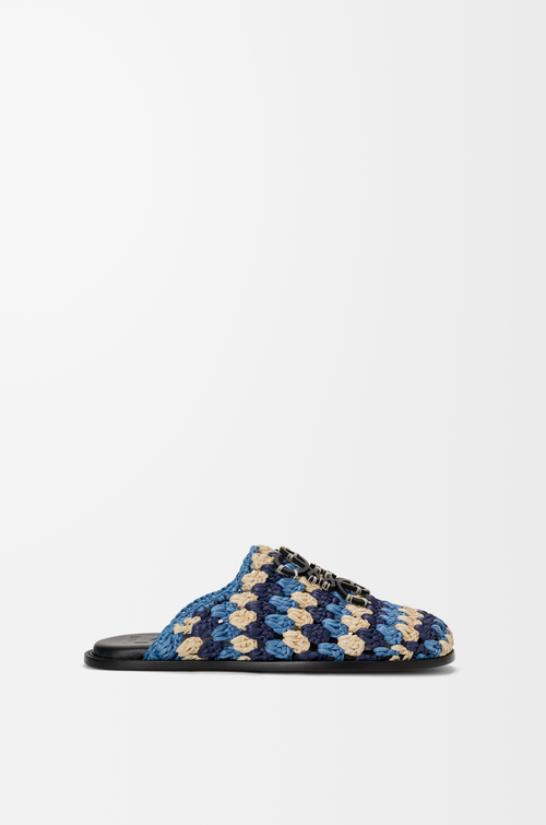 LOEWE Mule Flex en rafia y piel de ternera Azul Marino/Azul Cielo