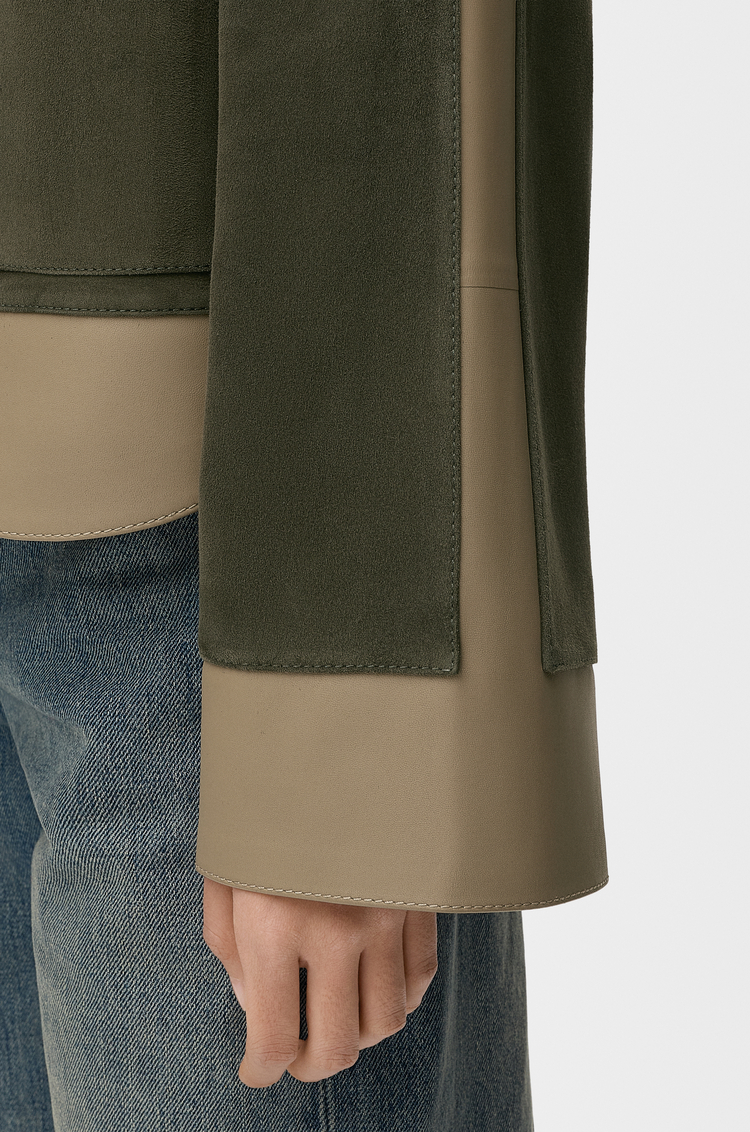 LOEWE Chaqueta con dobladillo en ante de piel de cordero Verde Caqui