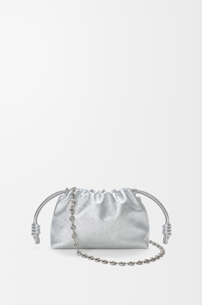 LOEWE Mini Flamenco purse in moiré printed calfskin Silver