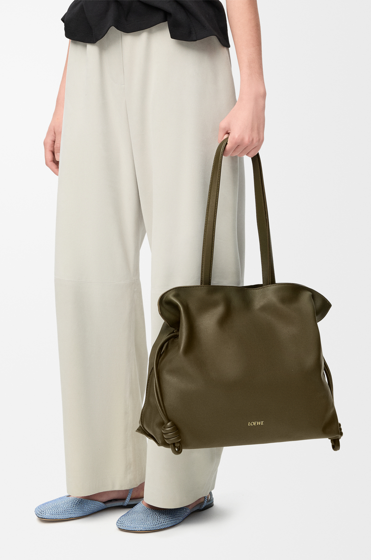 LOEWE Large Flamenco clutch in nappa calfskin Dark Khaki
