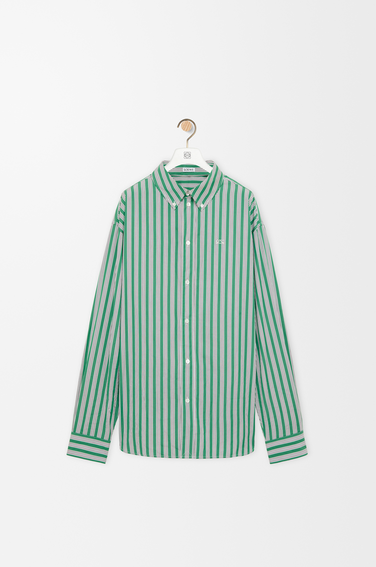 LOEWE 棉質襯衫 綠色/白色