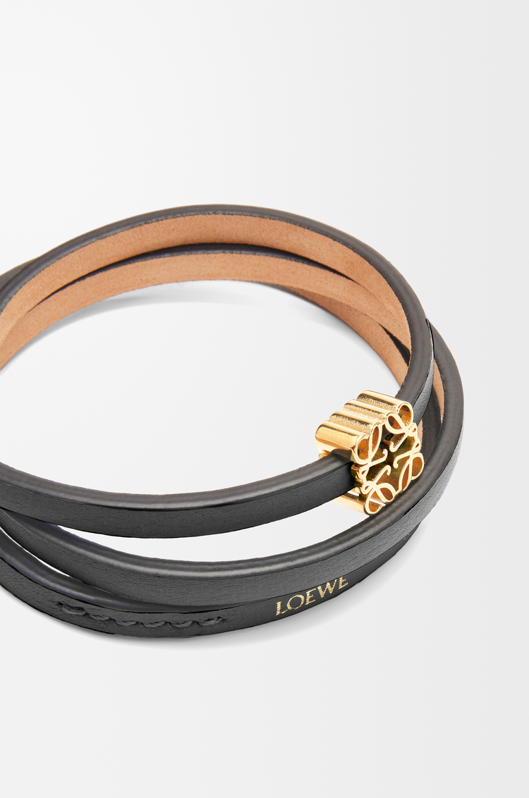 LOEWE Bracelet Twist en cuir de veau Noir